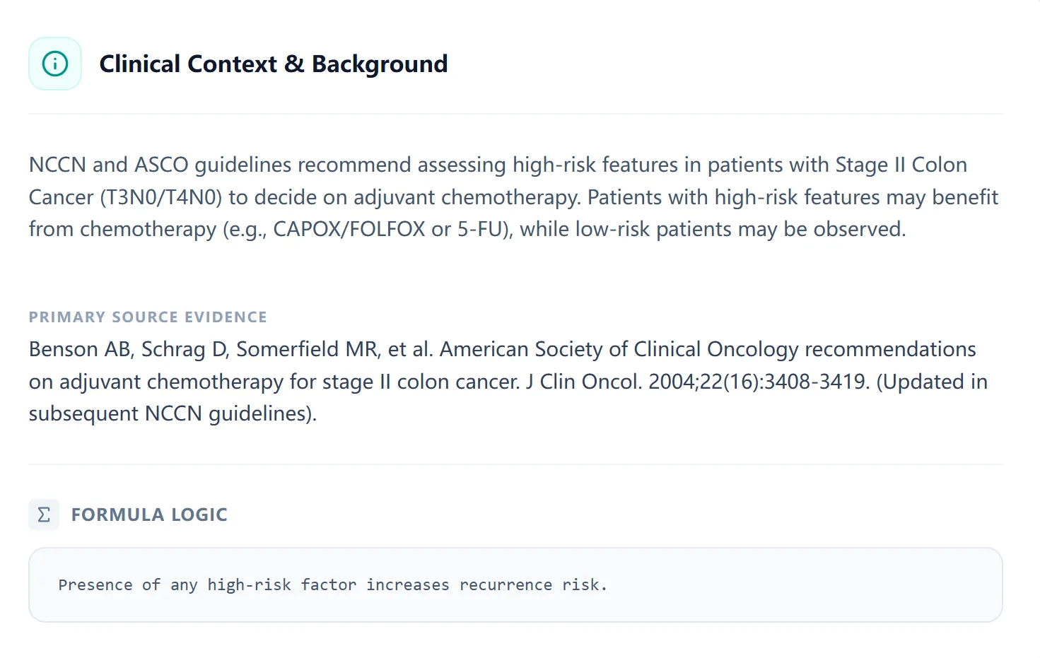 Clinical context and background panel